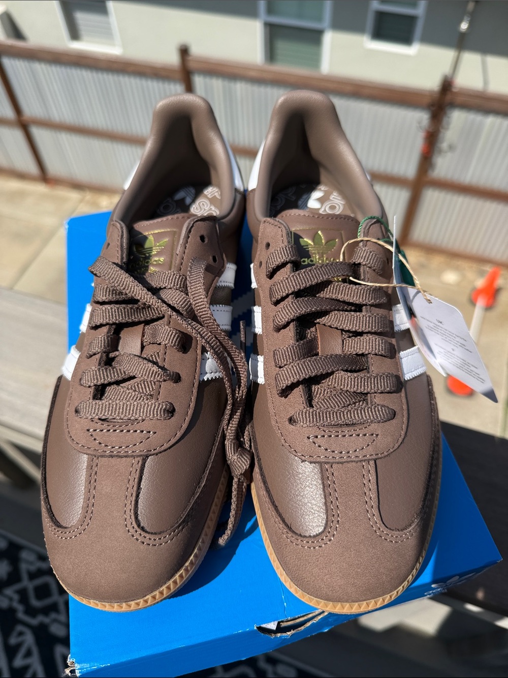 Women’s 7 1/2 adidas Samba OG Brown with White Stripes - Picture 3 of 7